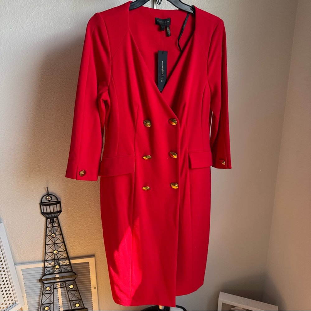 NWT Donna Karan Cady Crepe V-Neck 3/4 Sleeve Jacket Dress Sz 8 - Picture 5 of 10